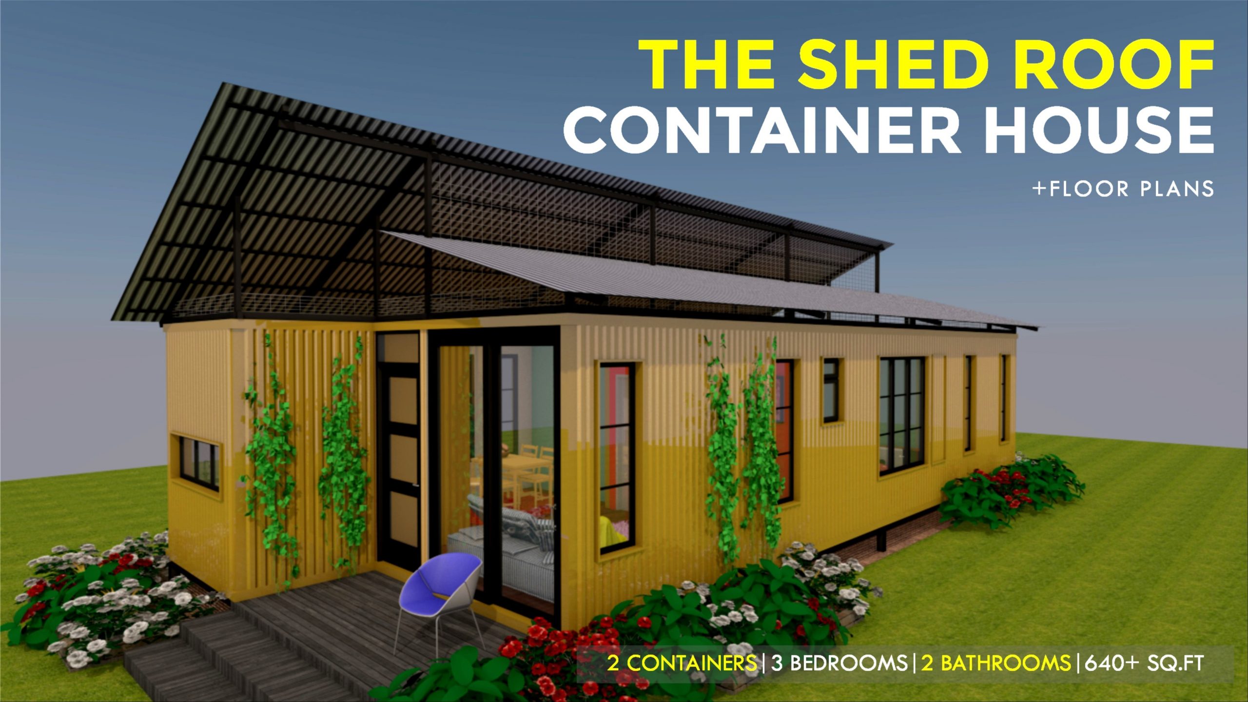 The Shed Roof Shipping Container 3 Bedroom House Design + Floor Plans | SHEDBOX 640