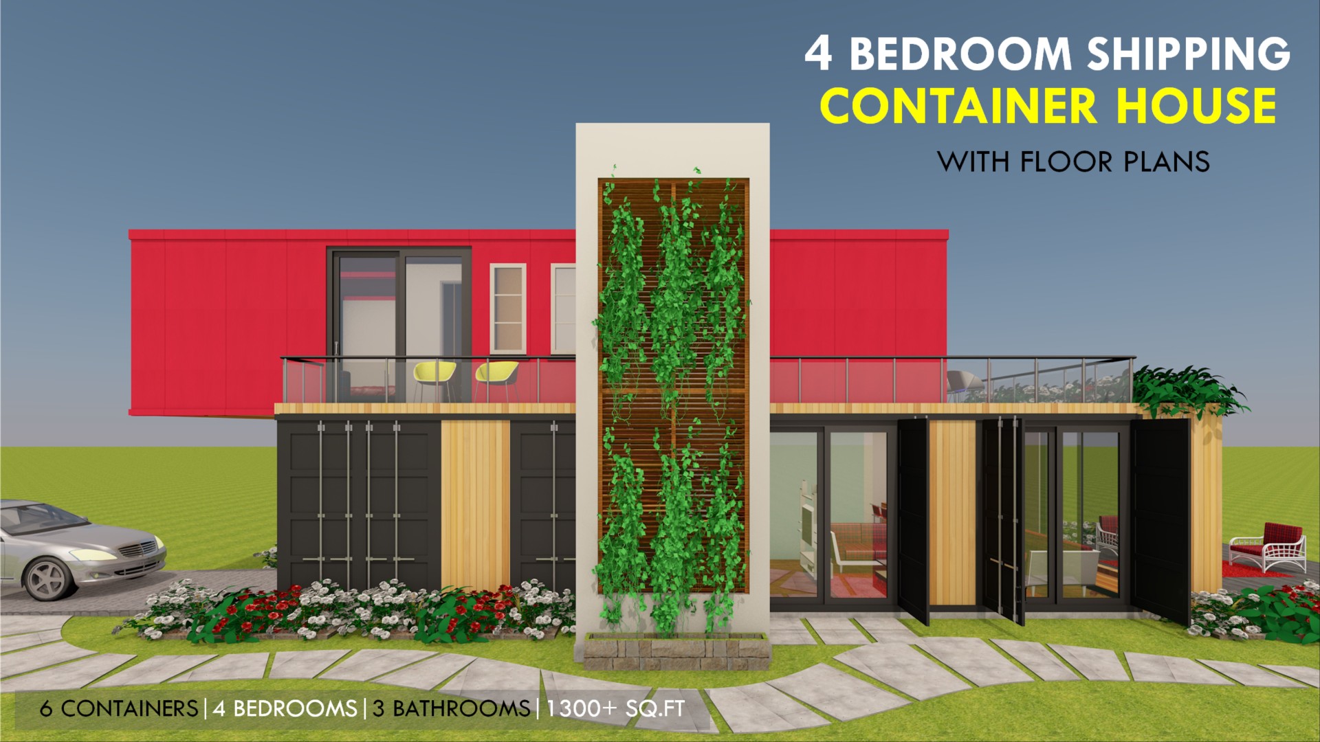 Modular Shipping Container 4 Bedroom Prefab Home Design with Floor Plans | MODBOX 1300