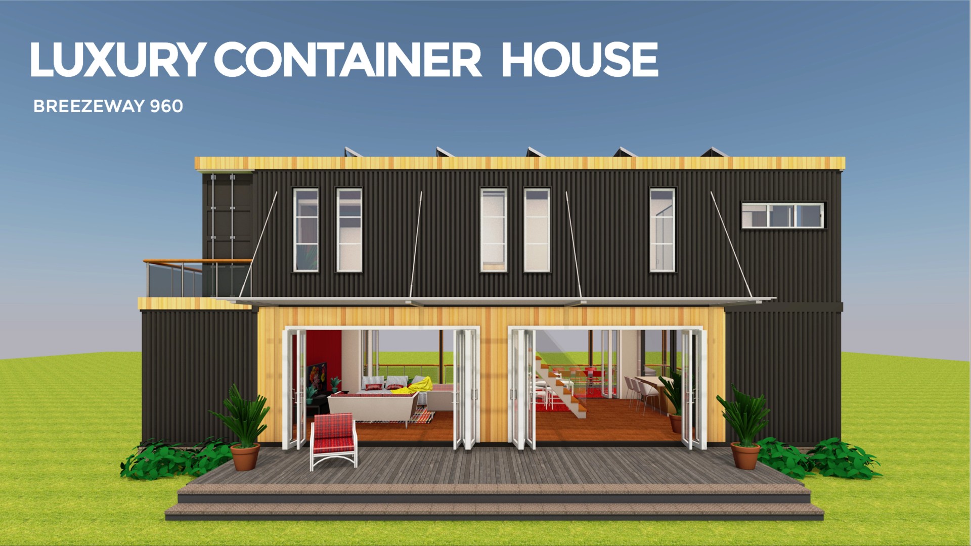 Luxury Shipping Container House Design with a Breezeway | BREEZEWAY 960