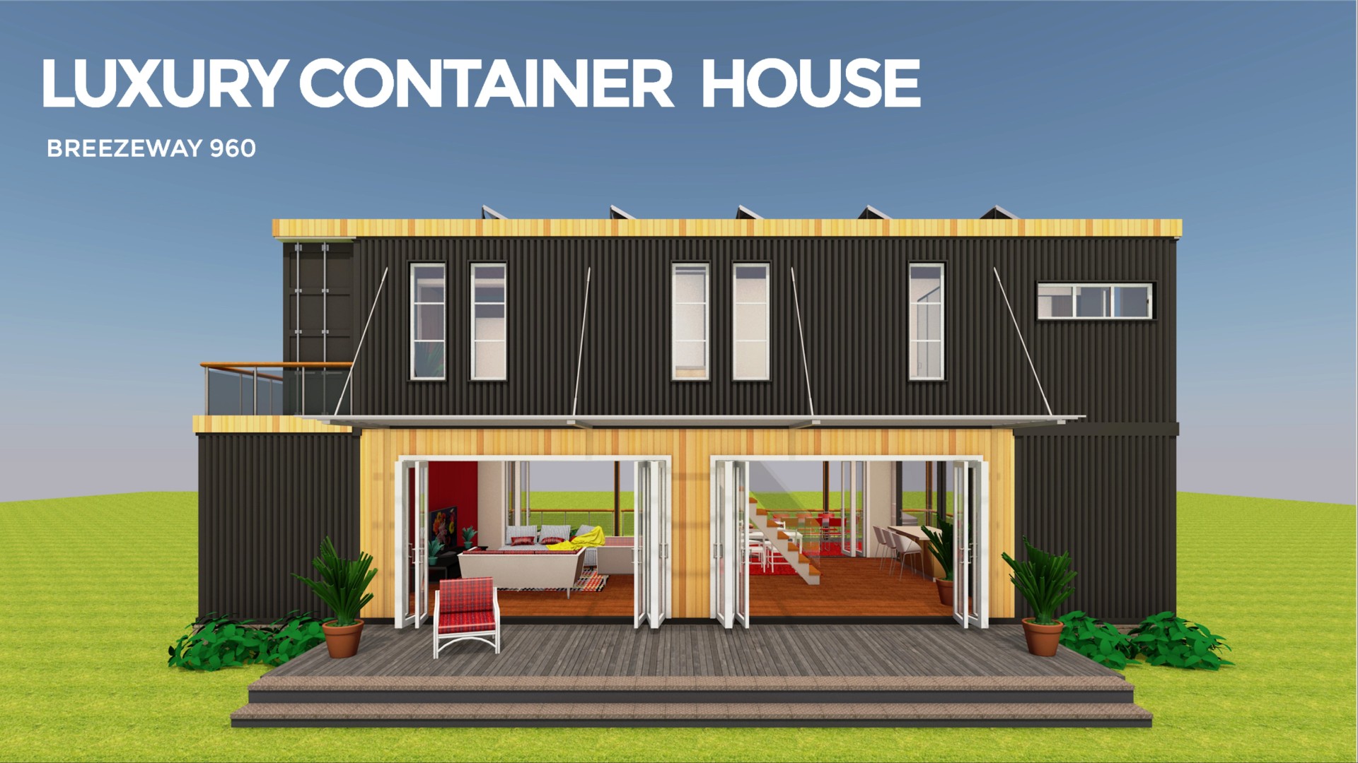 Luxury Shipping Container House Design with a Breezeway | BREEZEWAY 960